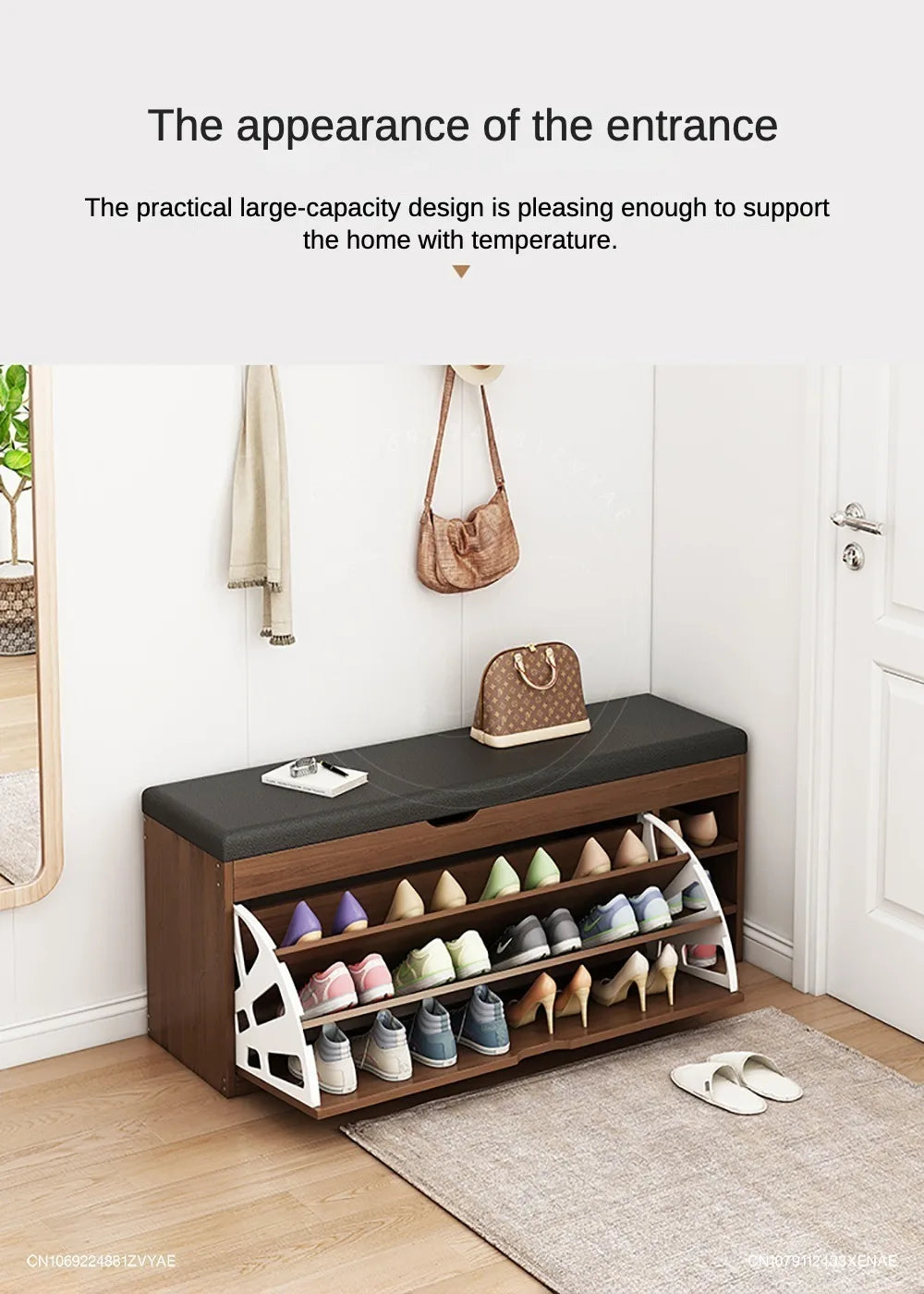 Wooden Shoe Rack Bench - Sleek Entryway Storage Solution