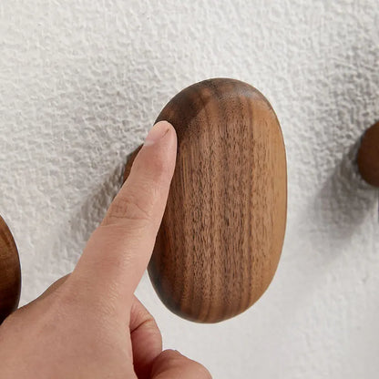 Walnut Wood Wall-Mounted Coat Hook - Sleek Storage Hanger