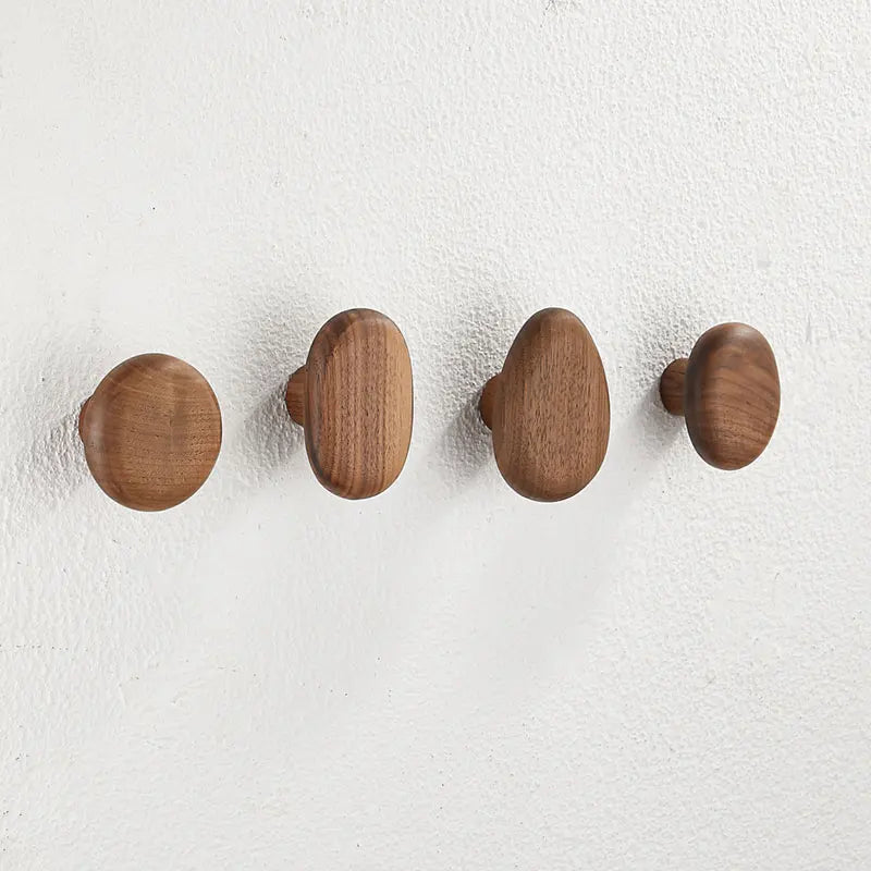 Walnut Wood Wall-Mounted Coat Hook - Sleek Storage Hanger