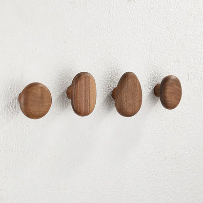 Walnut Wood Wall-Mounted Coat Hook - Sleek Storage Hanger