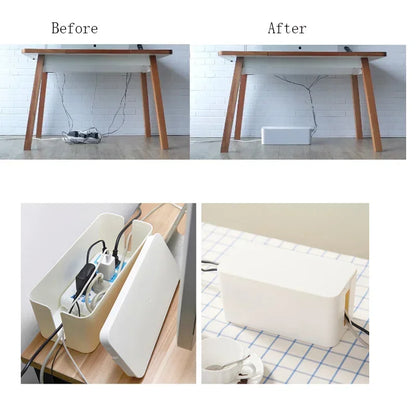 Minimalist Wooden Cable Organizer - Power Strip & Charger Storage Box