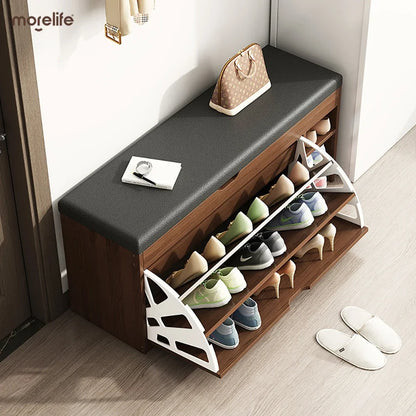 Wooden Shoe Rack Bench - Sleek Entryway Storage Solution