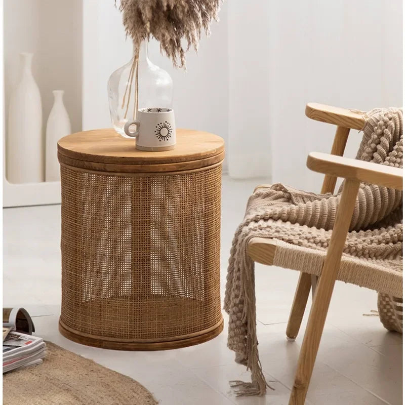 Japanese Rattan Coffee Table - Multi-functional Storage Solution